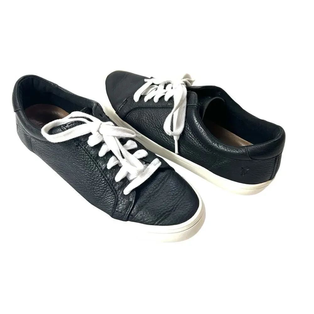 Frye Shoe Womens Size 8.5 M Black Leather Lace Up Sneaker Low Top Comfort Casual